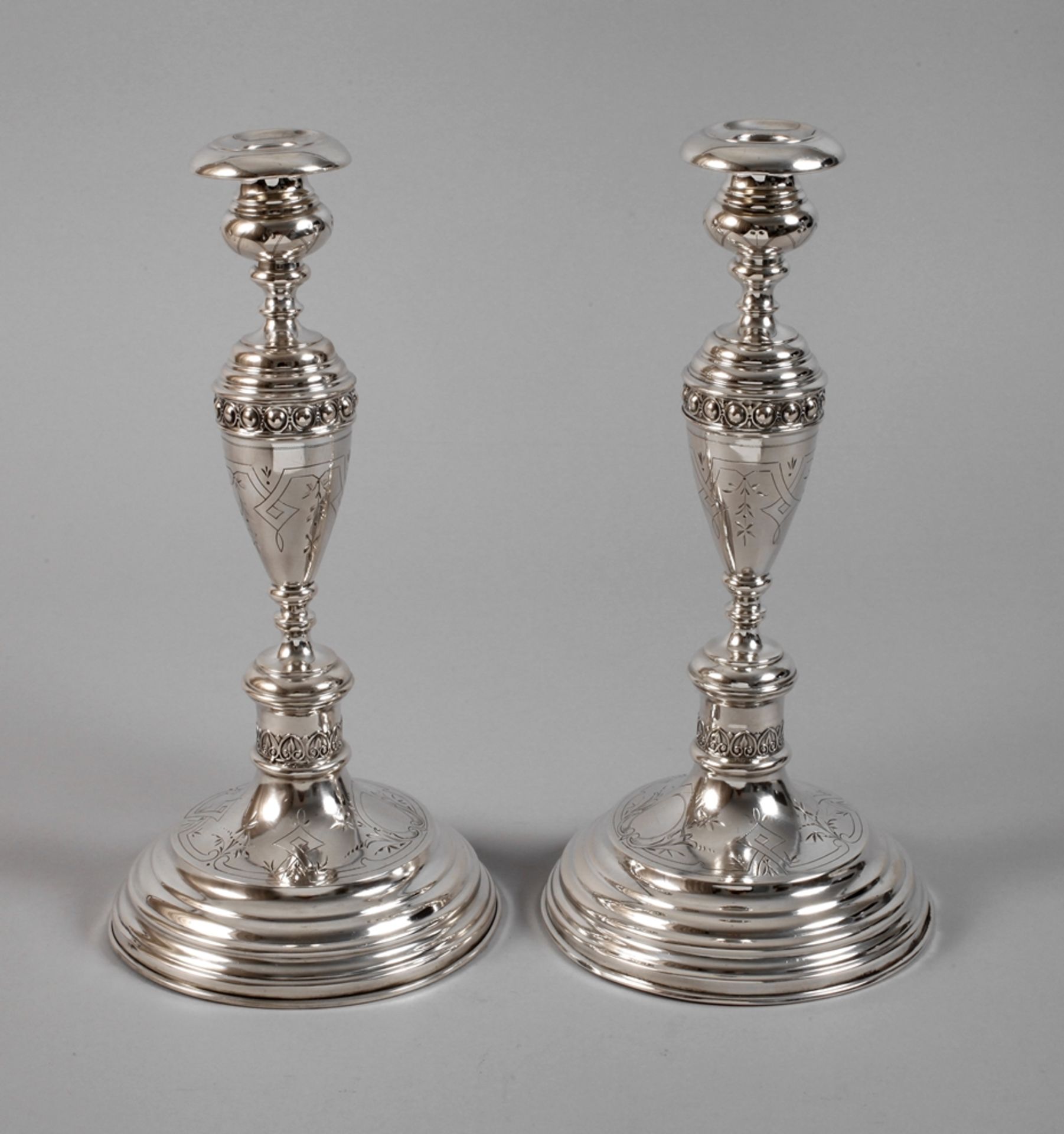 Pair of Biedermeier candelabra silver