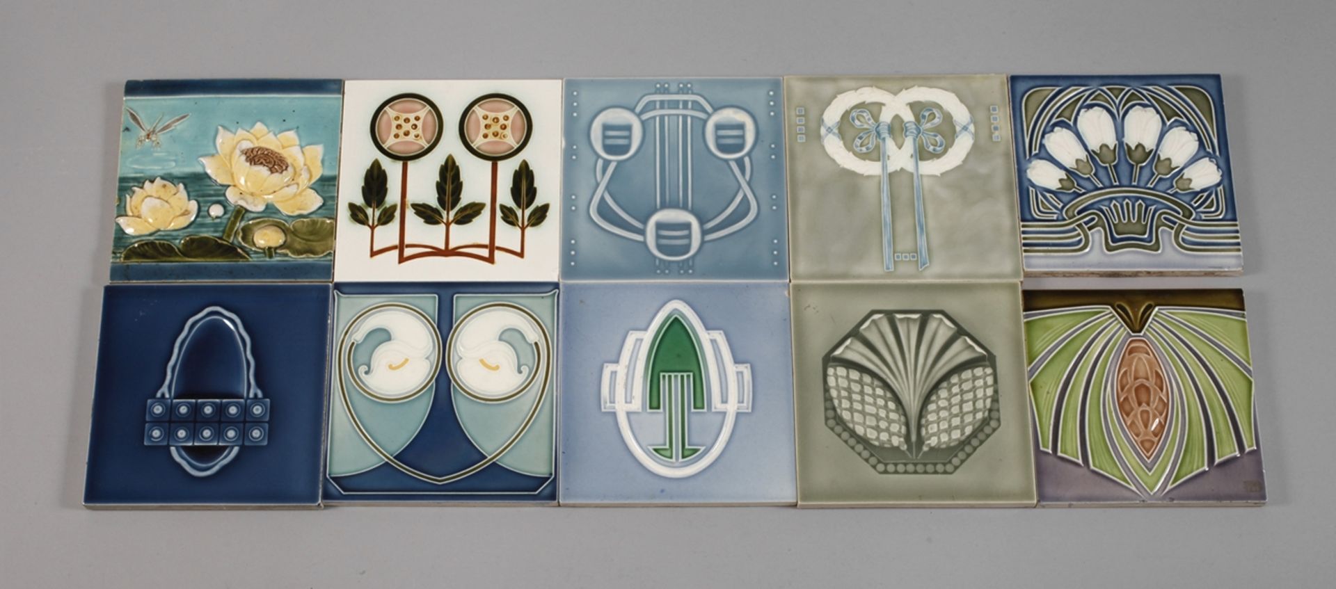 Ten Art Nouveau tiles