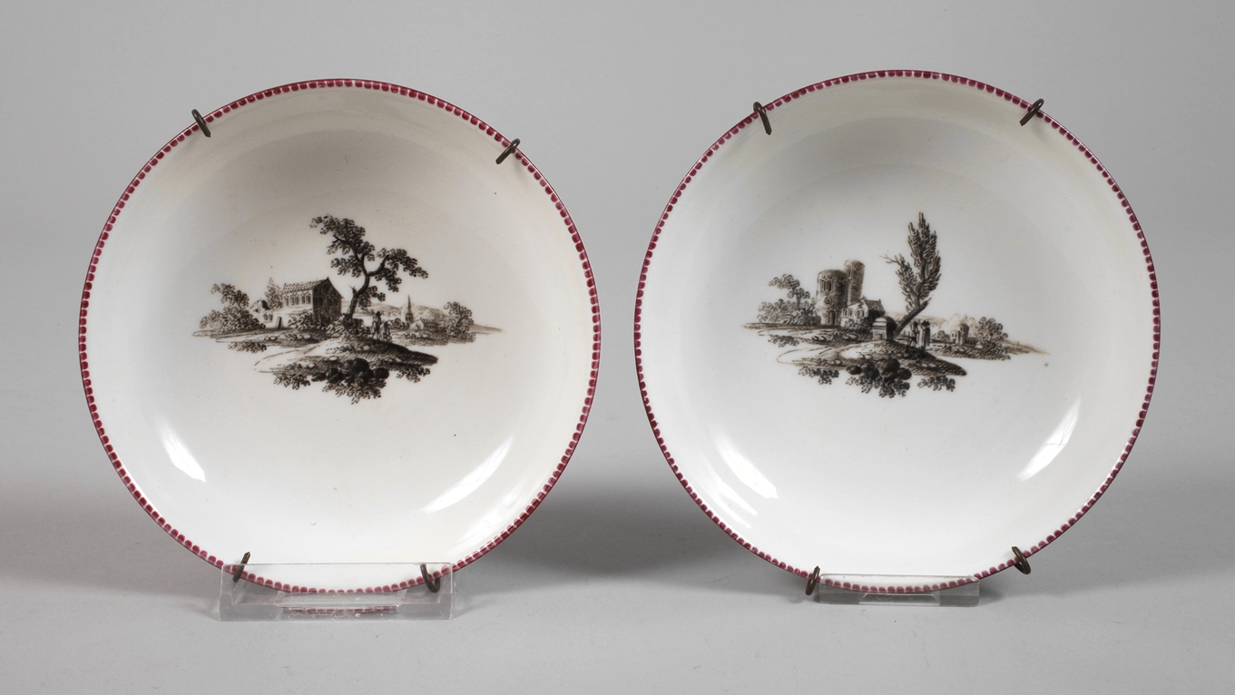 Alt-Wien pair of small bowls painted in black