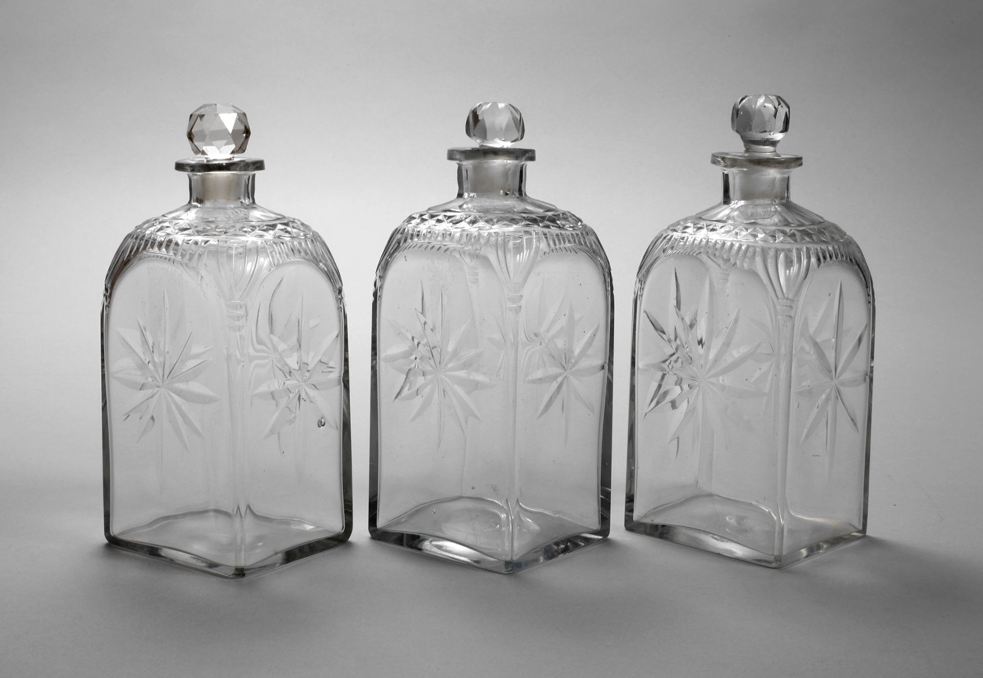 Three Biedermeier flacons