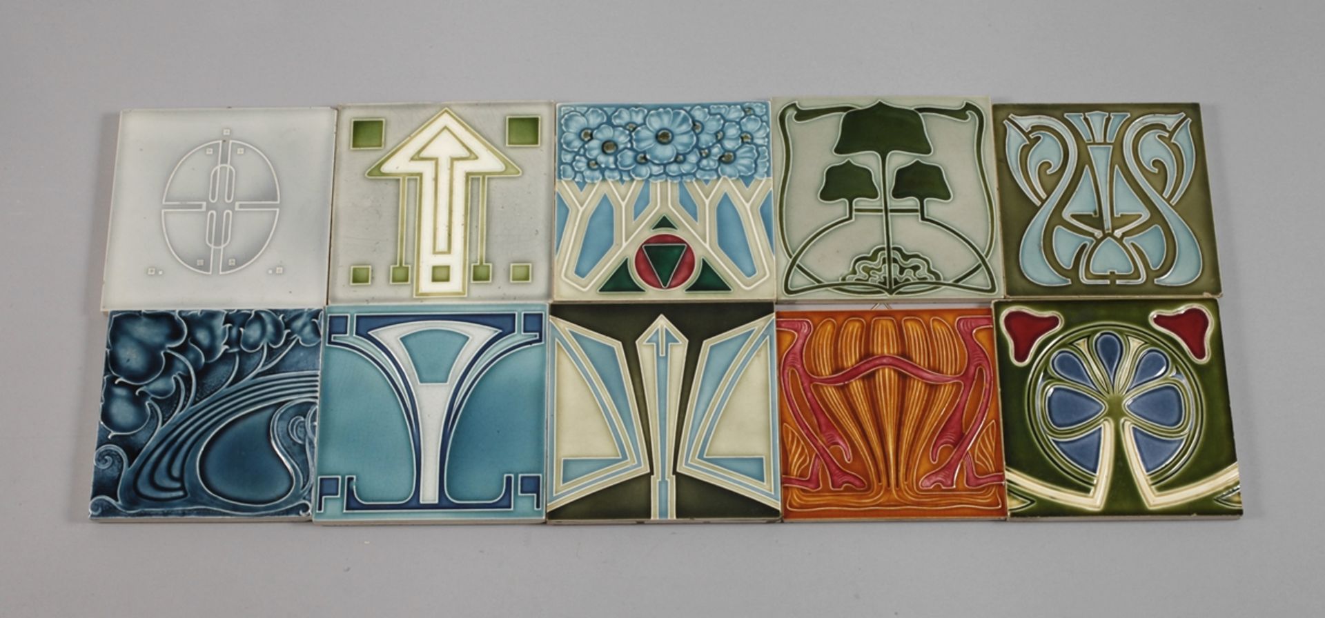 Ten Art Nouveau tiles