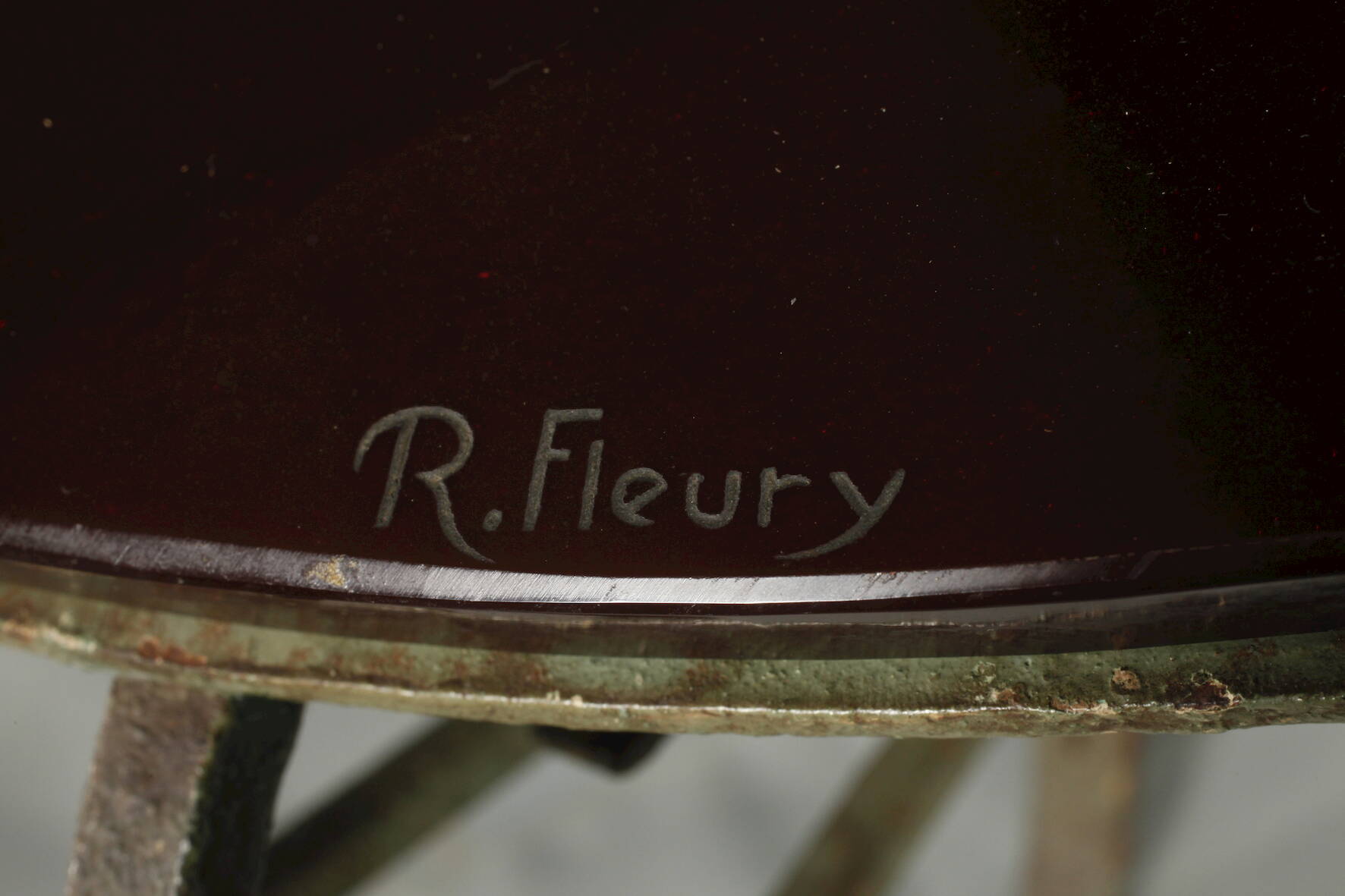 R. Fleury, Table with glass top - Image 4 of 4