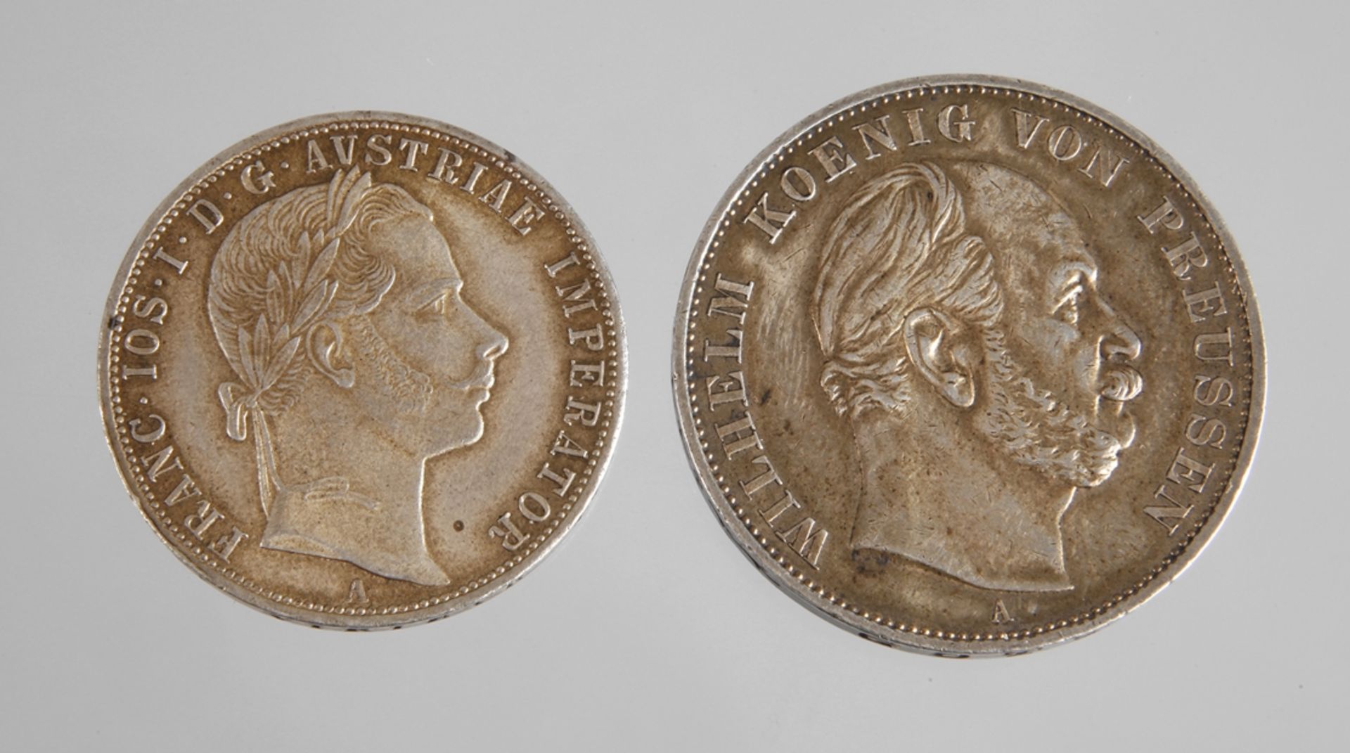 Two silver coins, Prussia and Austria