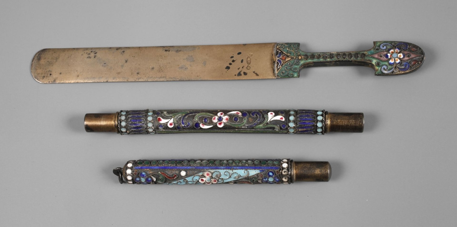Letter opener and two needle cases Russia