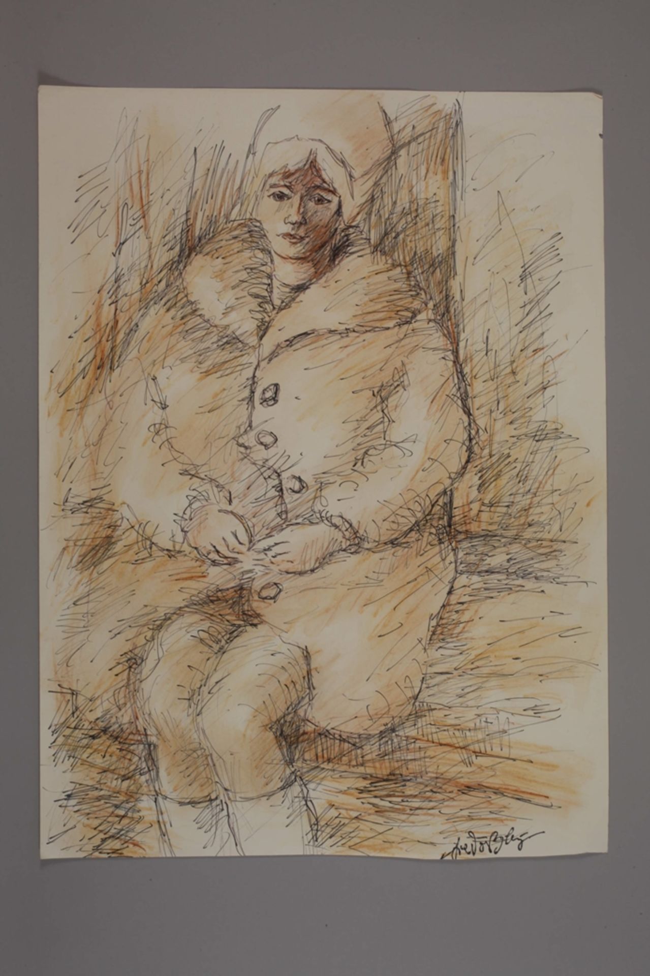 Fredo Bley, Girl in a Fur Coat - Image 2 of 3