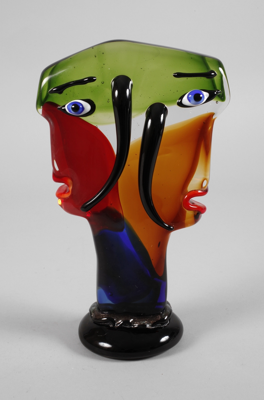 Gilde Glass Art Sculpture Double Face