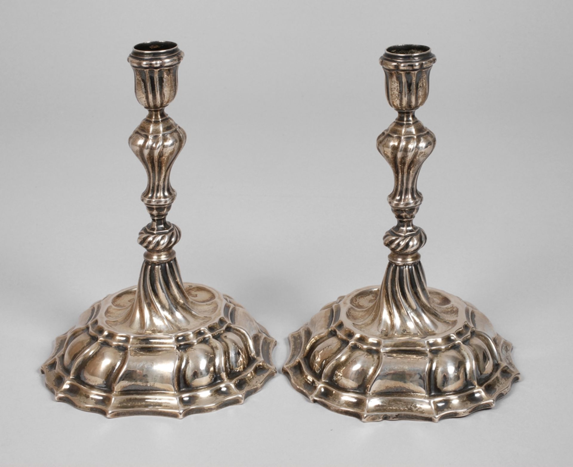 Pair of baroque silver candlesticks Augsburg