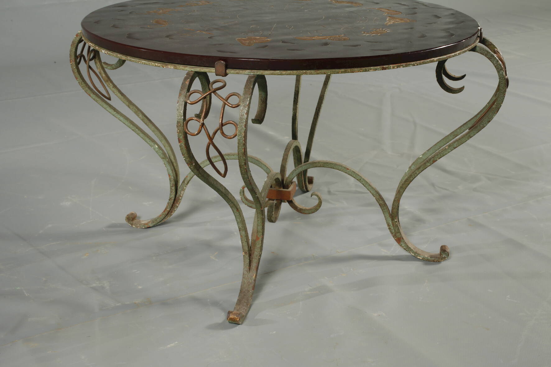 R. Fleury, Table with glass top - Image 3 of 4