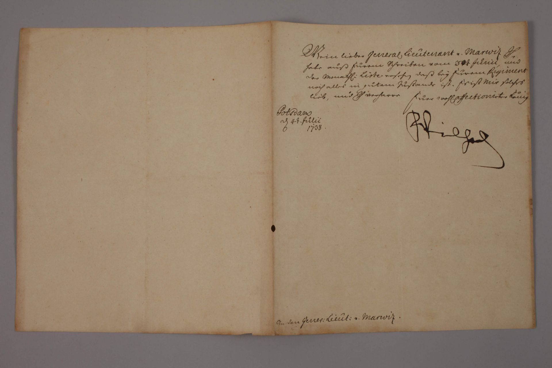 Letter from Frederick William I, King of Prussia - Image 2 of 4