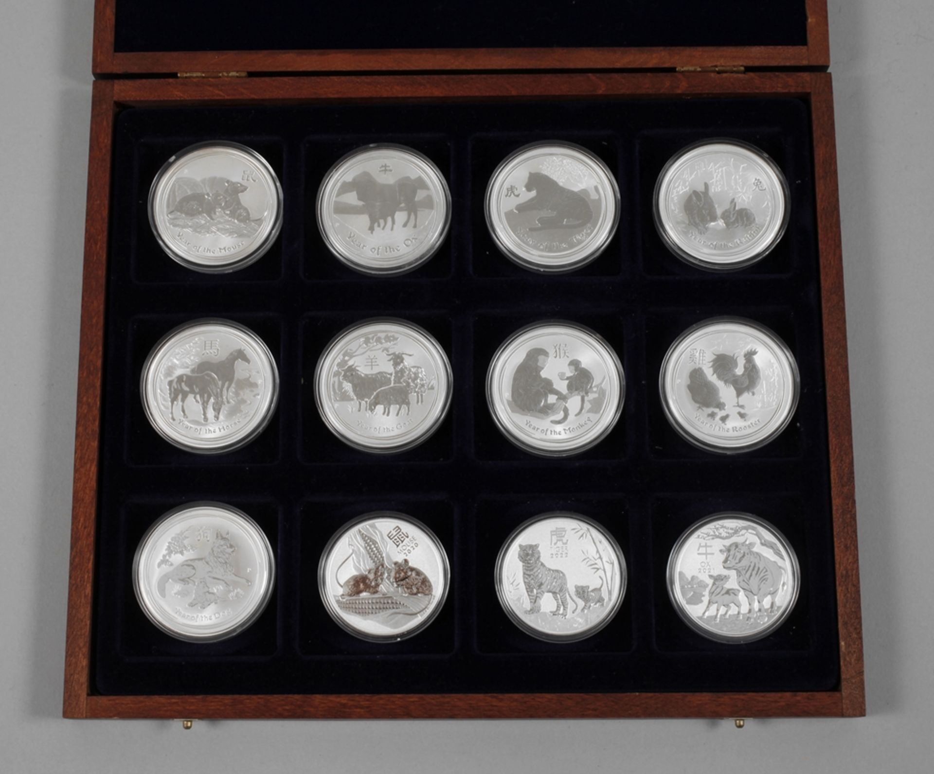 Zwölf Silbermünzen Australien