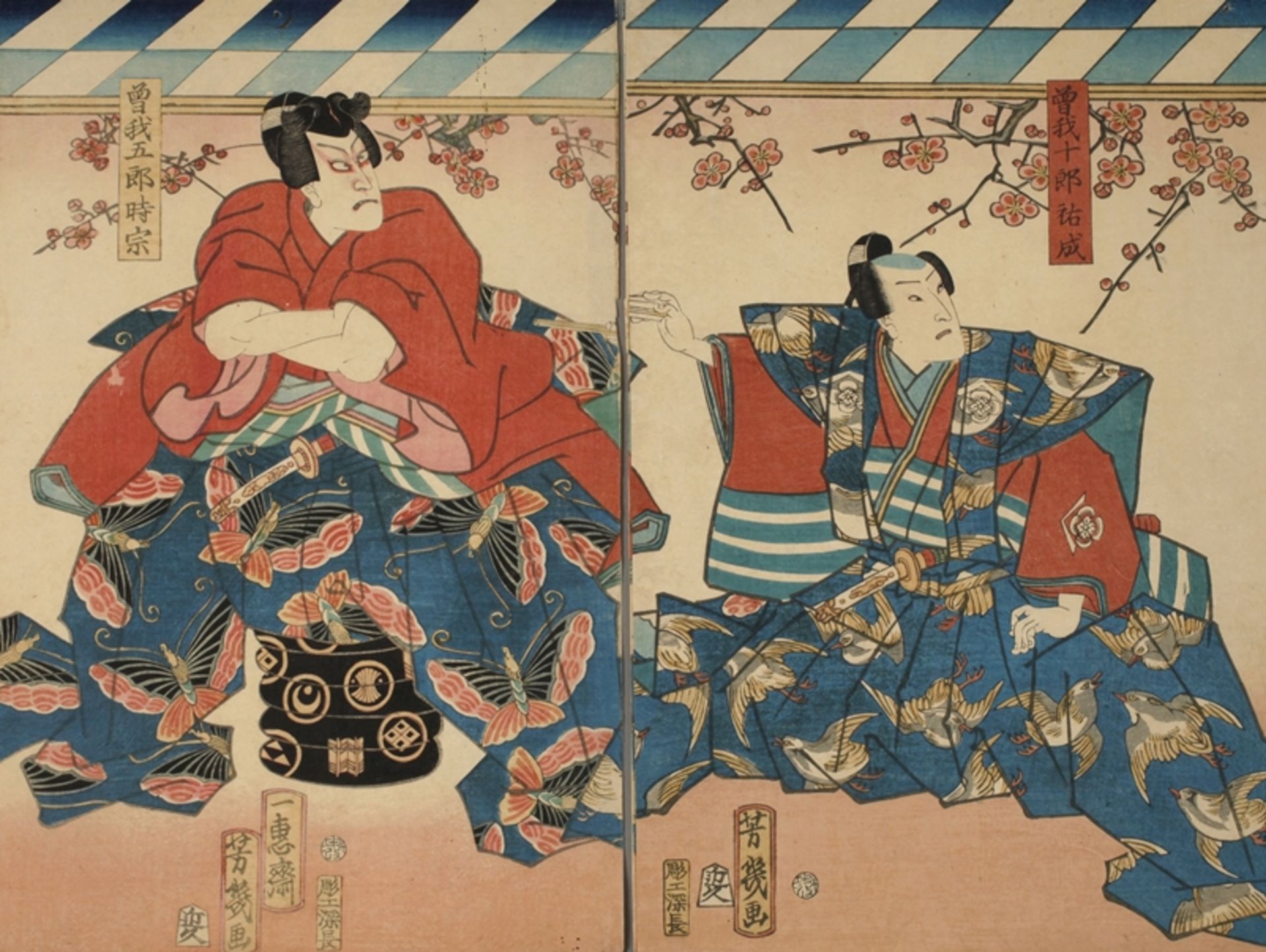 Zwei Farbholzschnitte Utagawa Kunisada (Toyokuni III.)