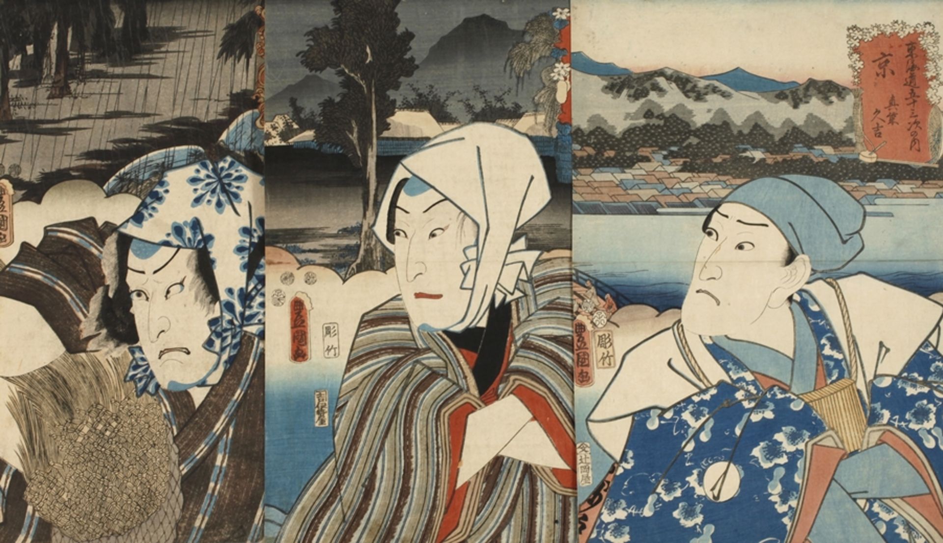 Drei Farbholzschnitte Utagawa Kunisada (Toyokuni III.)