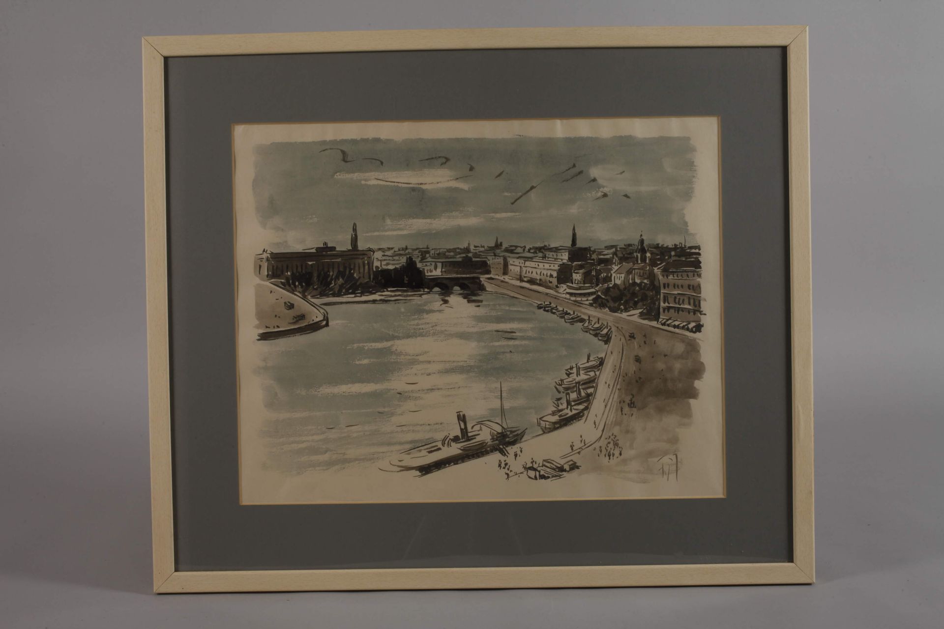 Fritz Zalisz, Zeichnung Stadthafen - Bild 2 aus 3