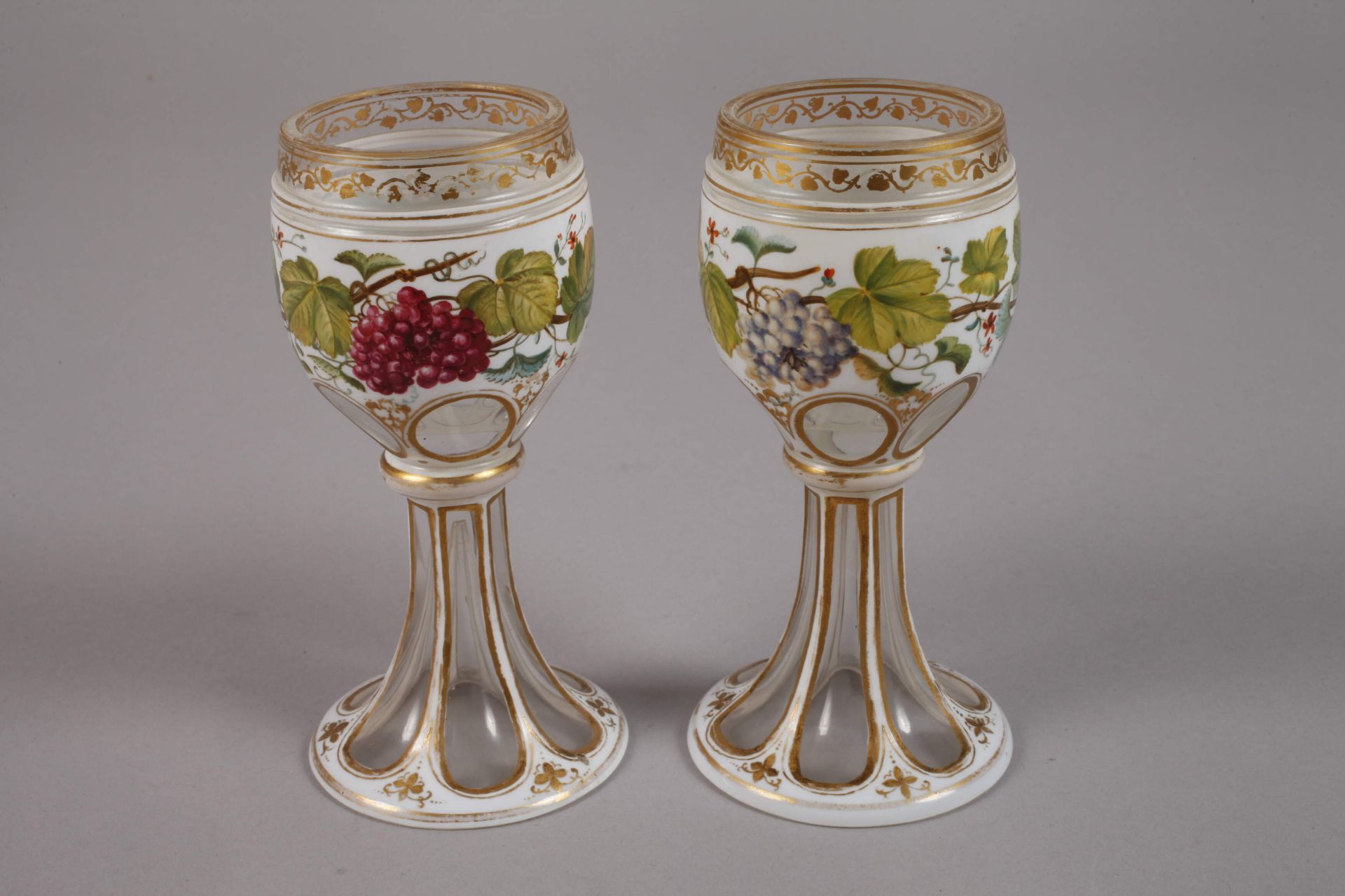 Six wine glasses with tray Biedermeier - Image 3 of 4