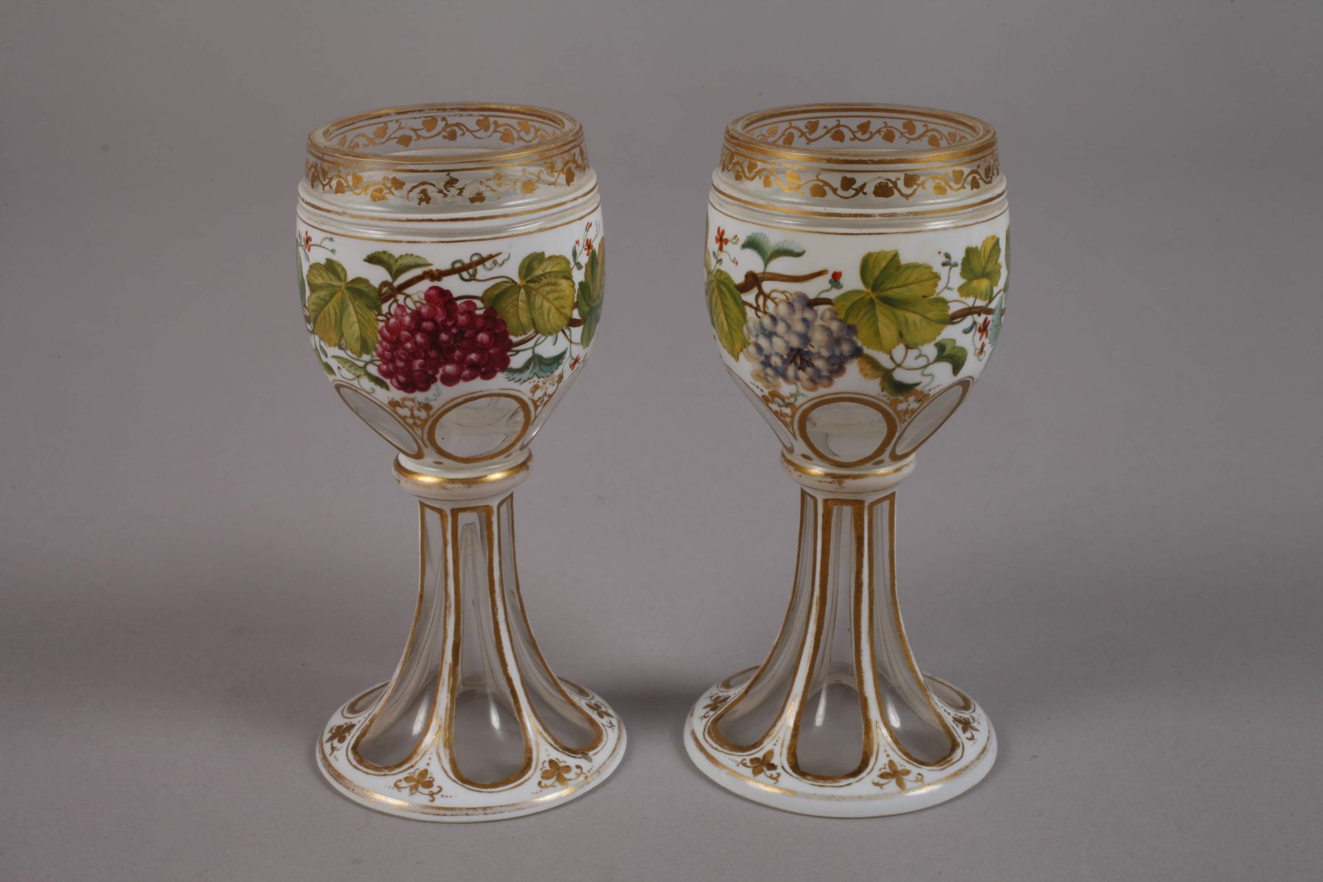 Six wine glasses with tray Biedermeier - Image 4 of 4