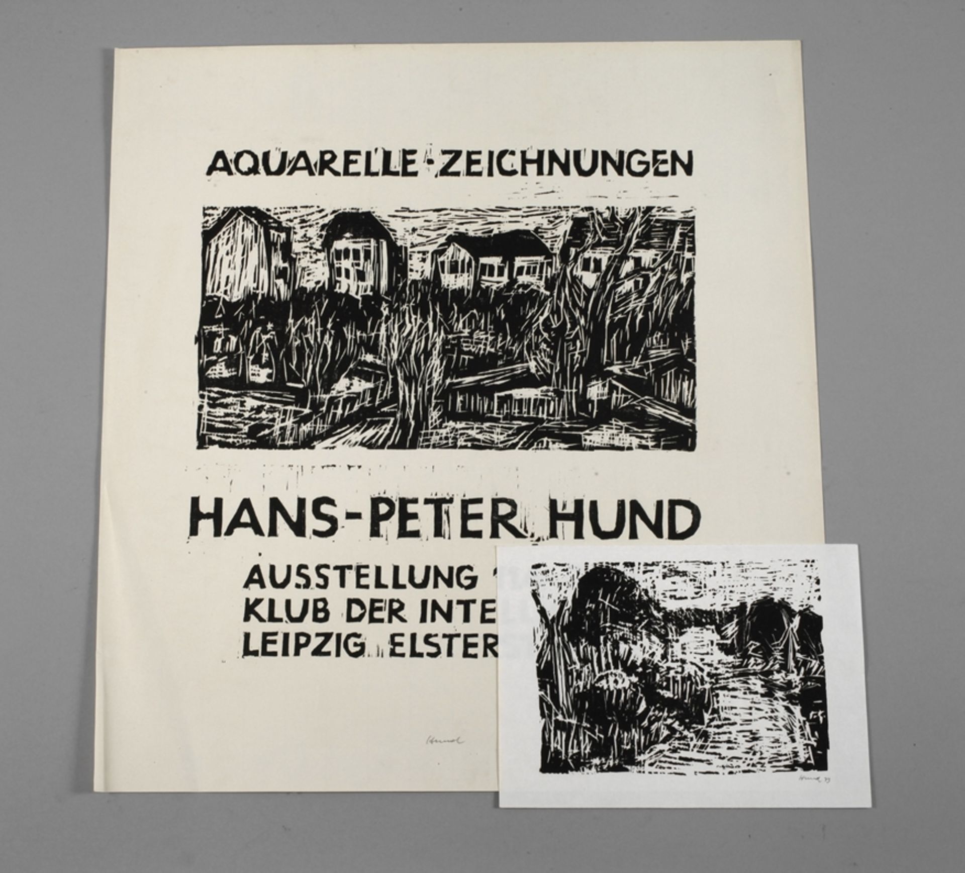 Hans-Peter Hund, two woodcuts