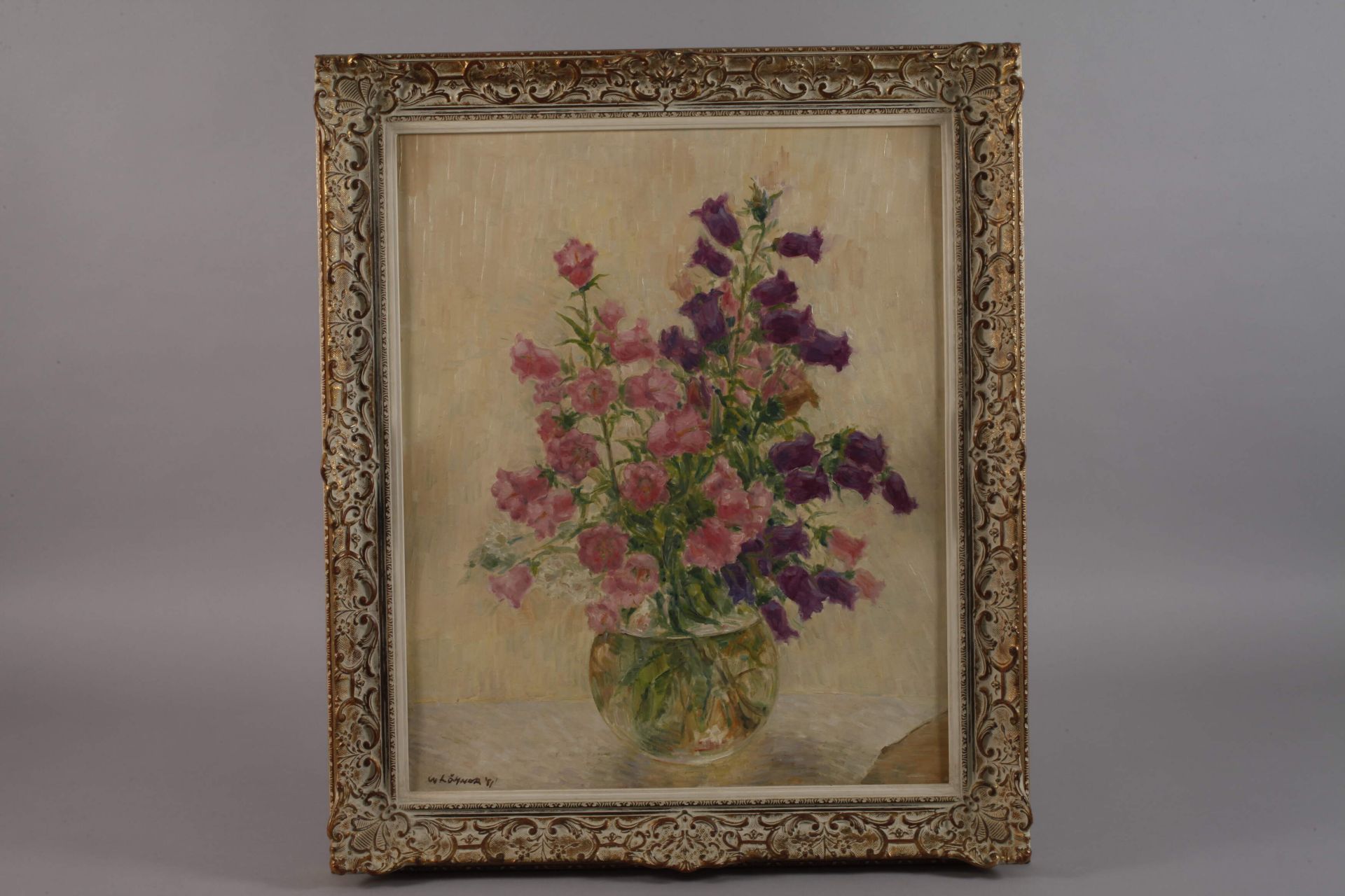 Walter Löhner, Bouquet of Vetches in a Glass Vase</b> - Image 2 of 7