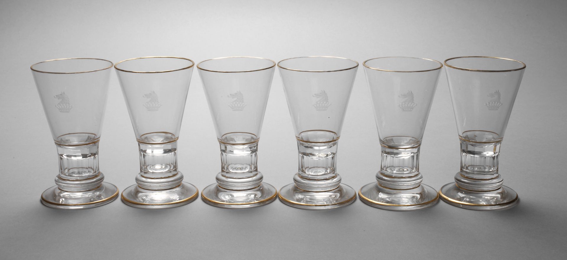 Lobmeyr Vienna six goblet glasses from nobility