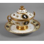 Small lidded tureen and plate gold painting