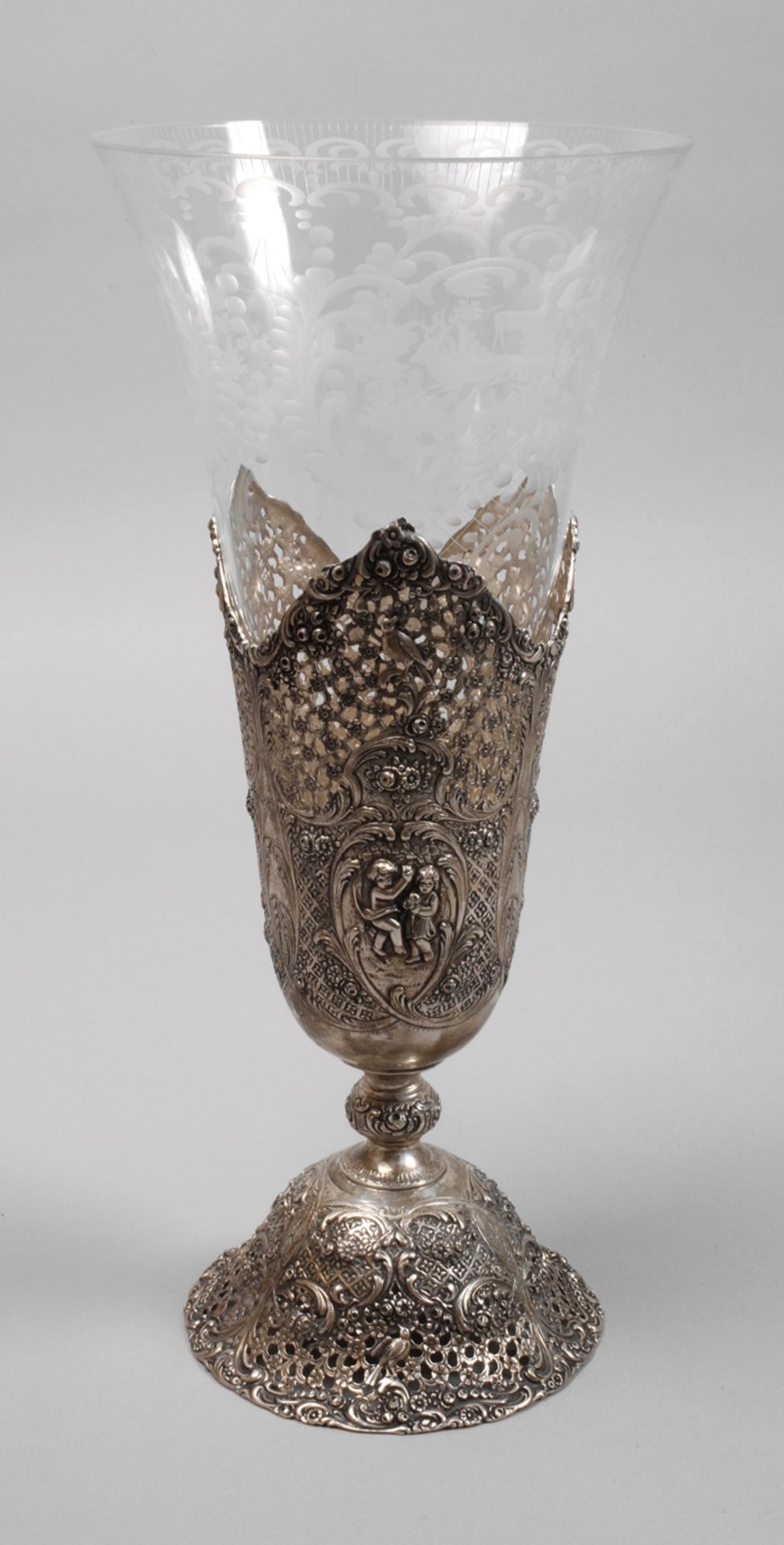 Rococo style silver vase