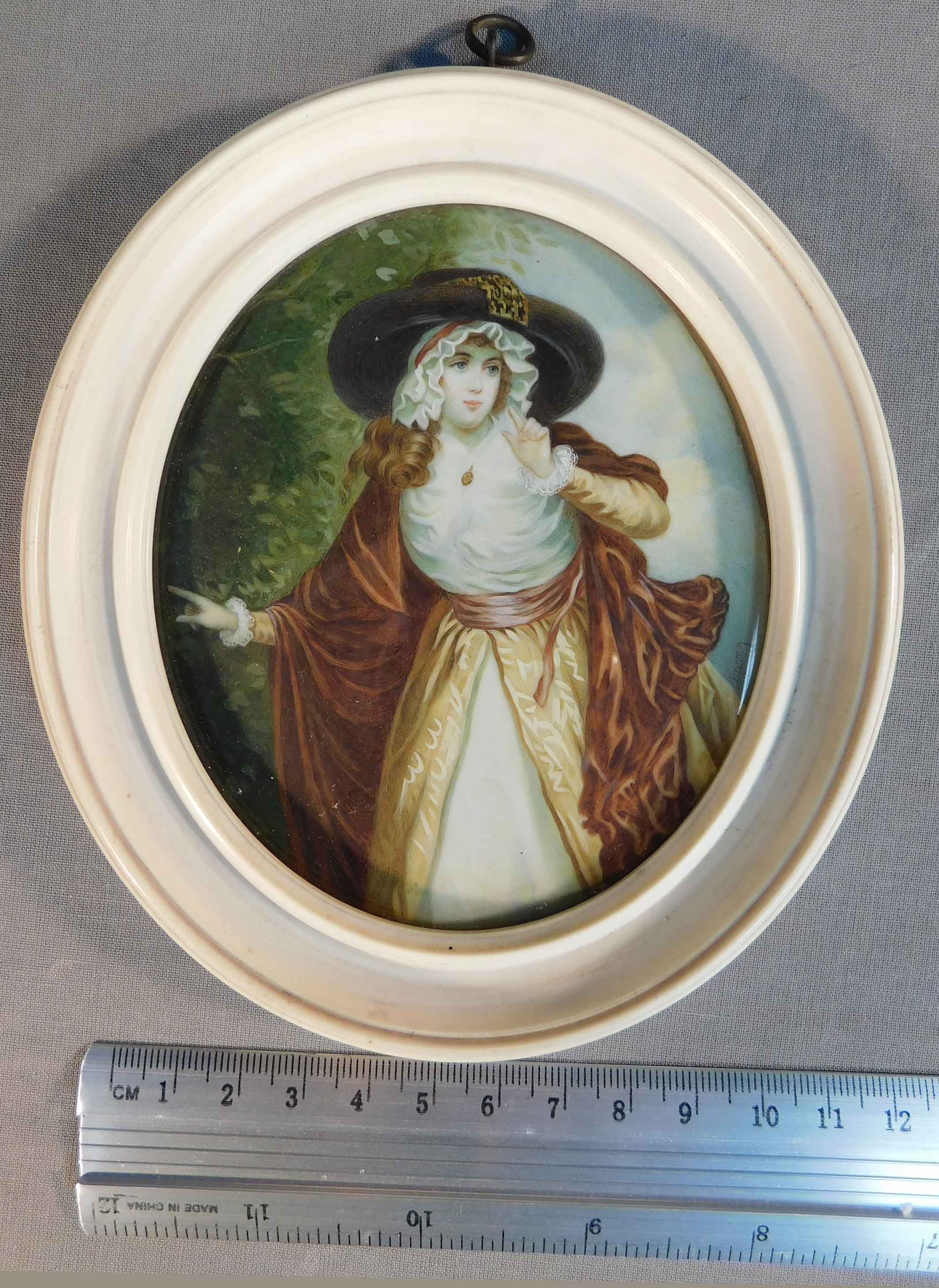 SIGNIERT (XVIII - XIX). Barock - Dame mit Hut. Portrait. - Image 4 of 6