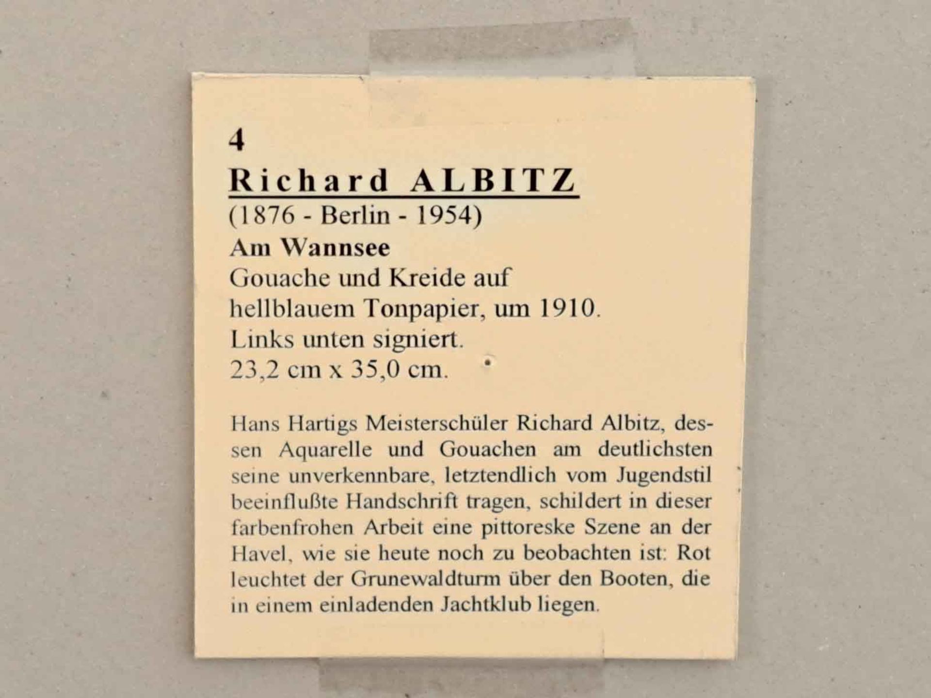 Richard ALBITZ (1876 - 1954). "Am Wannsee". Um 1910. - Bild 5 aus 7