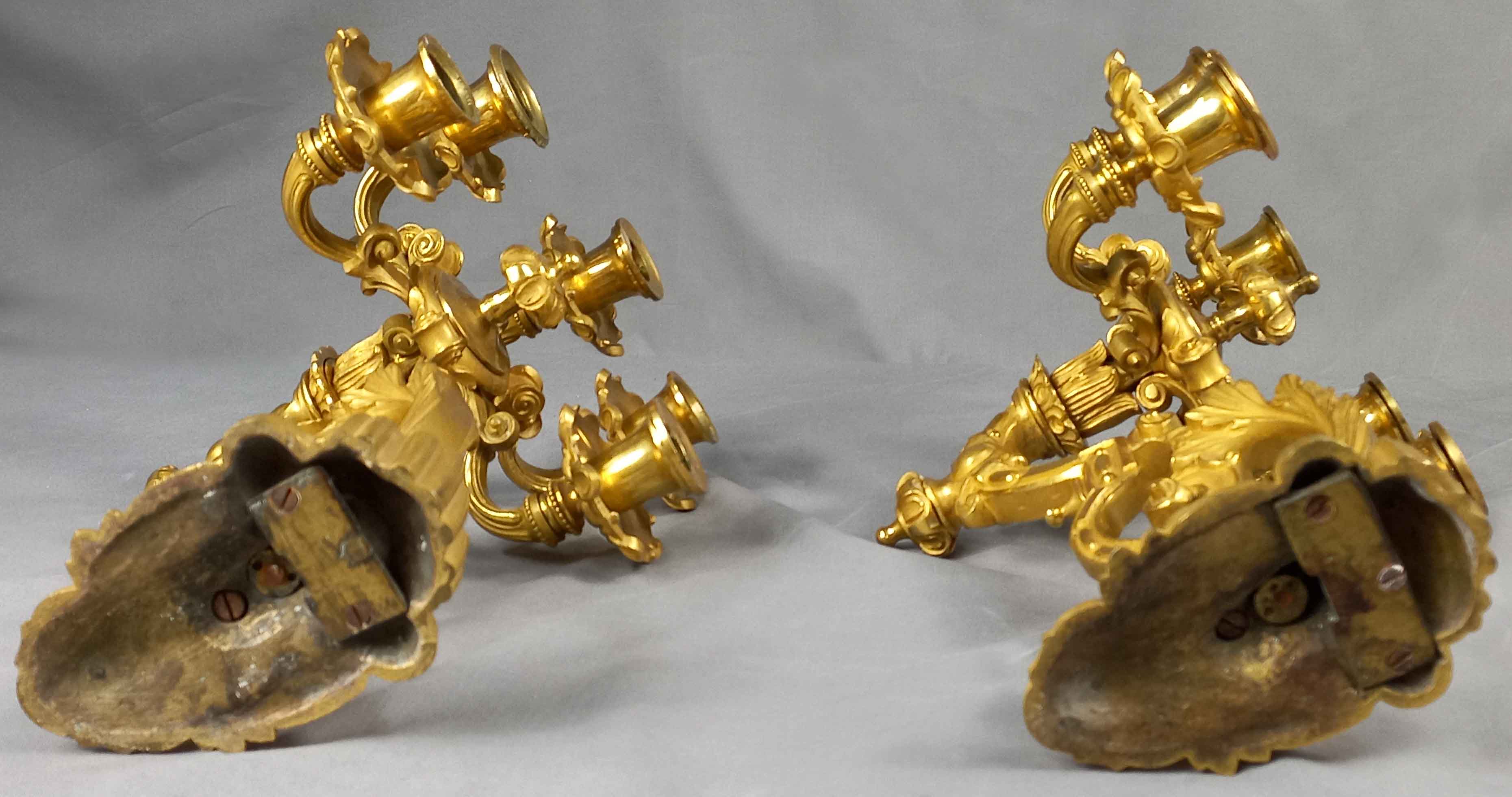 2 Wandlampen. Bronze d'Oré. Alt. Ein Paar. - Image 8 of 8