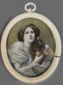 UNSIGNIERT (XVIII - XIX). Dame mit Hund. Portrait.