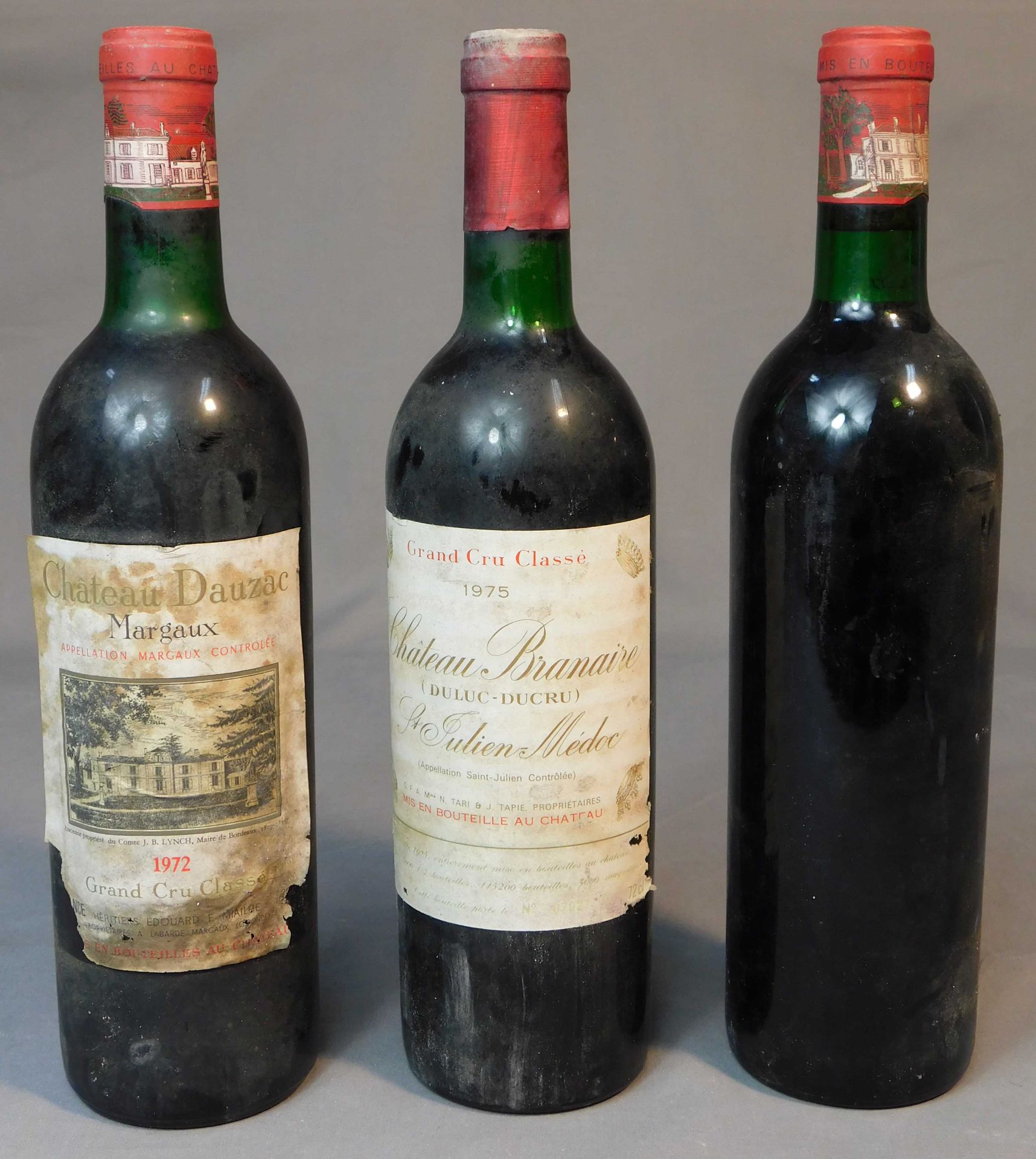 3 Flaschen Bordeaux Grand Cru Classé. Rotwein Frankreich.