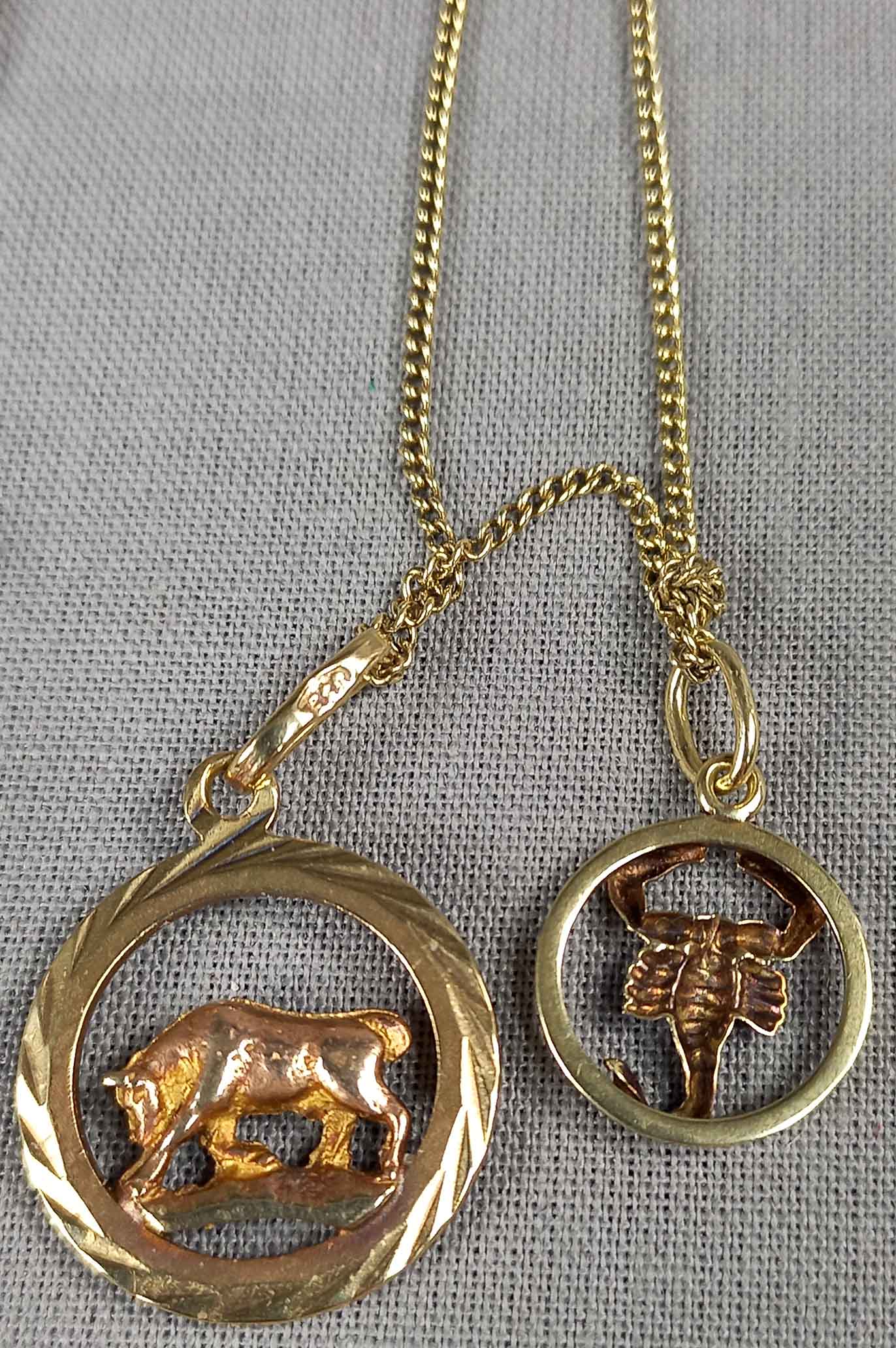 Gelb - Gold. Halskette. Collier Sternzeichen Stier und Skorpion. - Image 3 of 9