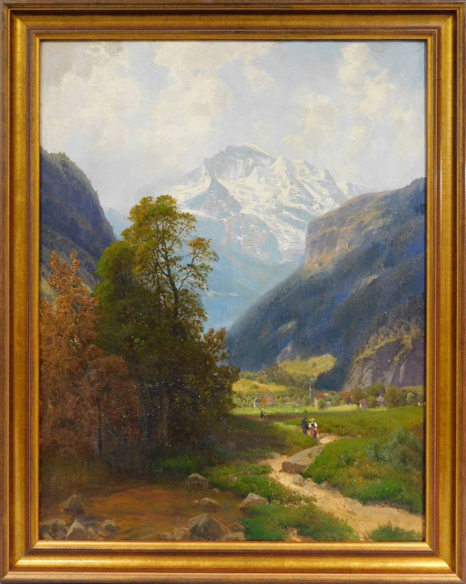 Josef SCHOYERER (1844 - 1923). Gebirgstal bei Interlaken, im Hintergrund die Jungfrau. - Image 2 of 8