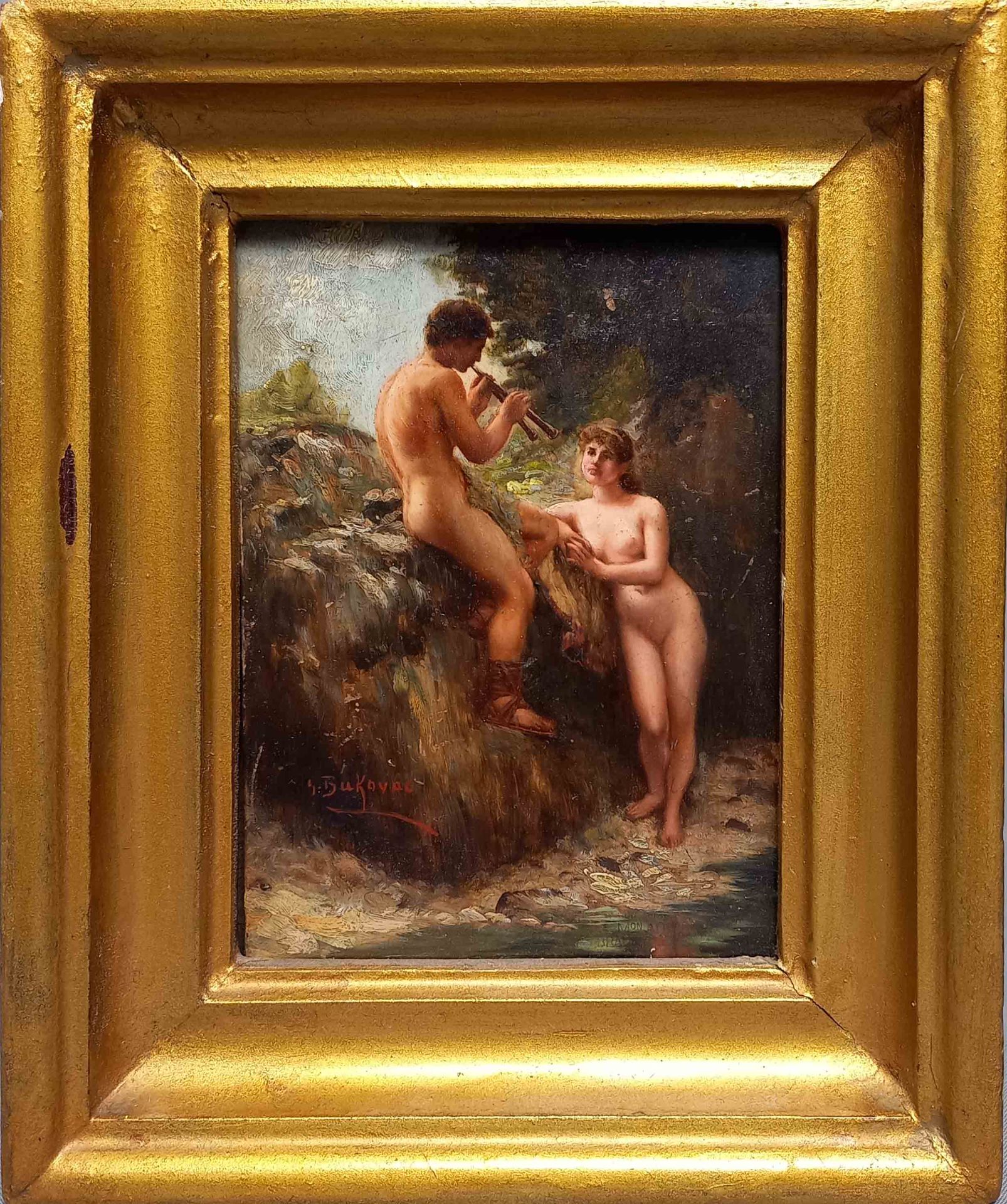 Vlaho BUKOVAC (1855 - 1922). "Schäfer und Bergnymphe" - Bild 2 aus 6