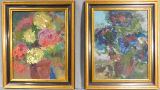 Günter RIEGER (XX). 2 Gemälde mit Blumen.