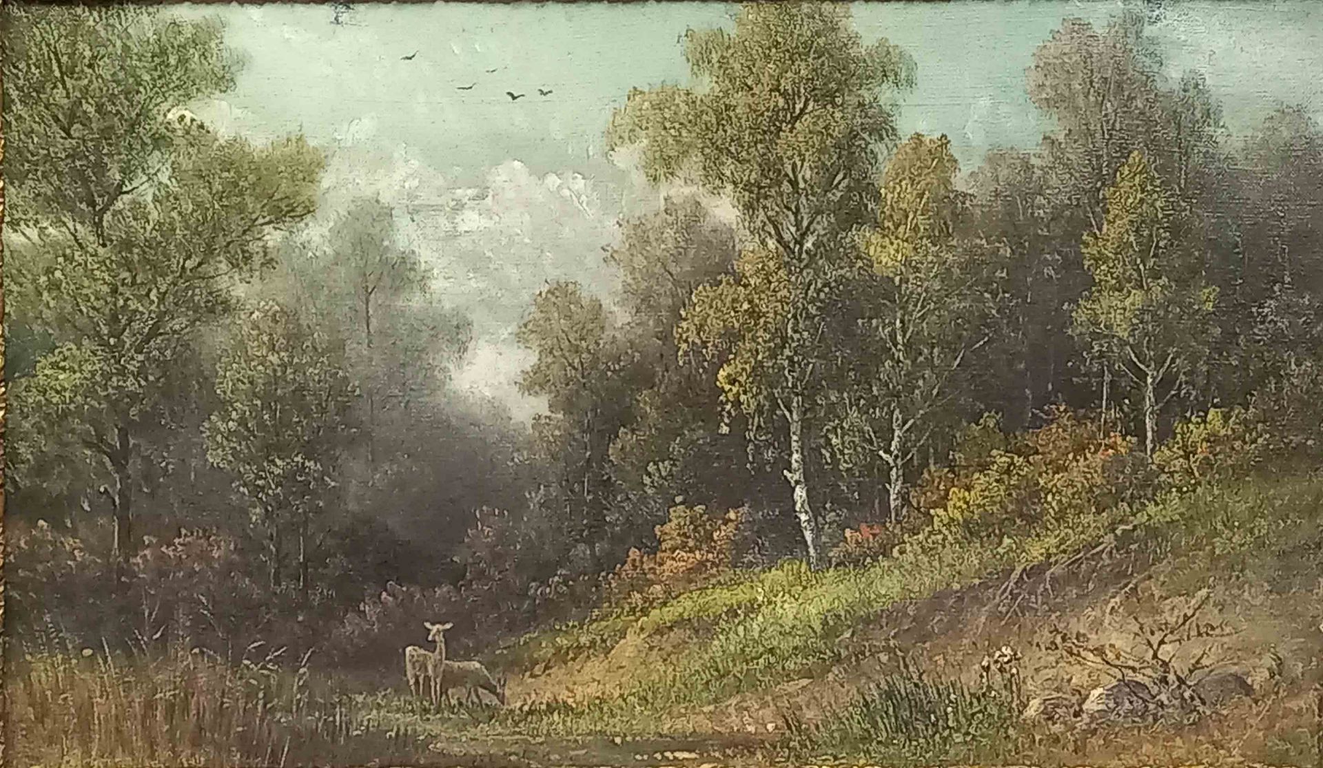 Jakob HOFFMANN (1851 - 1903). "No. 60 - Landschaft mit Rehen."