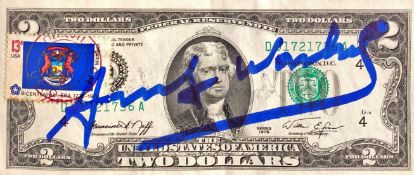 Andy WARHOL (1928-1987). Blue Acrylic Felt Handwritten Signature