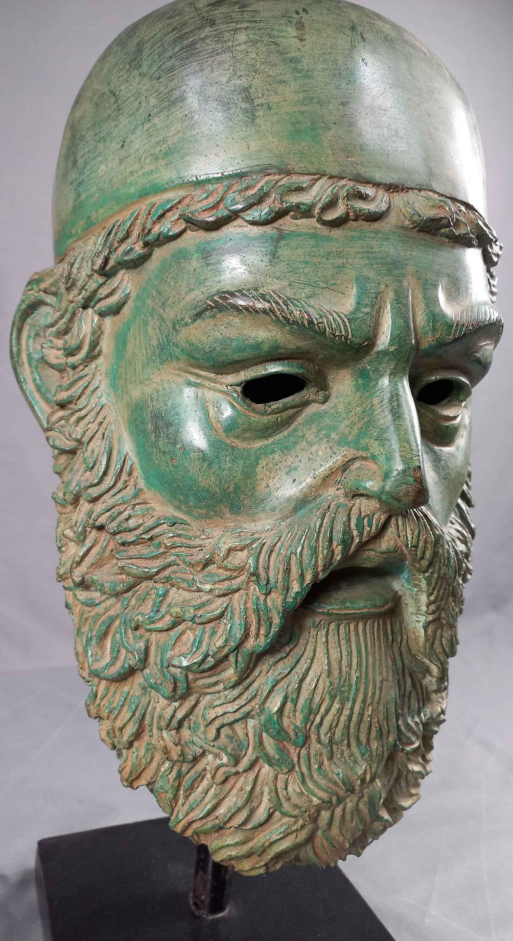 Bronzekopf im Stil griechische Antike. - Bild 3 aus 10