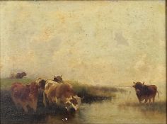Conrad BÜHLMAYER (1835-1883) "Kühe am Fluss".