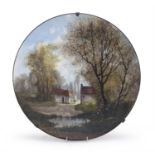OIL LANDSCAPE ON PORCELAIN EARLY 20TH CENTURY