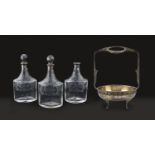 A CRYSTAL AND SILVERPLATE LIQUOR SET EARLY 20TH CENTURY