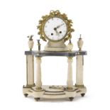 FIREPLACE CLOCK IN WHITE MARBLE FRANCE EARLY 19TH CENTURY
