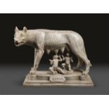 MARBLE DUST SCULPTURE OF THE WOLF OF ROME EARLY 20TH CENTURY