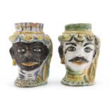 REMAINS OF A PAIR OF MAJOLICA VASES CALTAGIRONE 19TH CENTURY