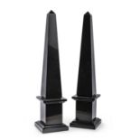 PAIR OF BLACK MARBLE MODELS OF OBELISKS 20TH CENTURY