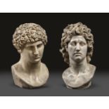 TWO MARBLE DUST BUSTS EARLY 20TH CENTURY