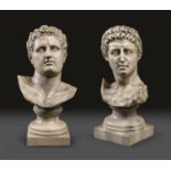 TWO MARBLE DUST BUSTS EARLY 20TH CENTURY