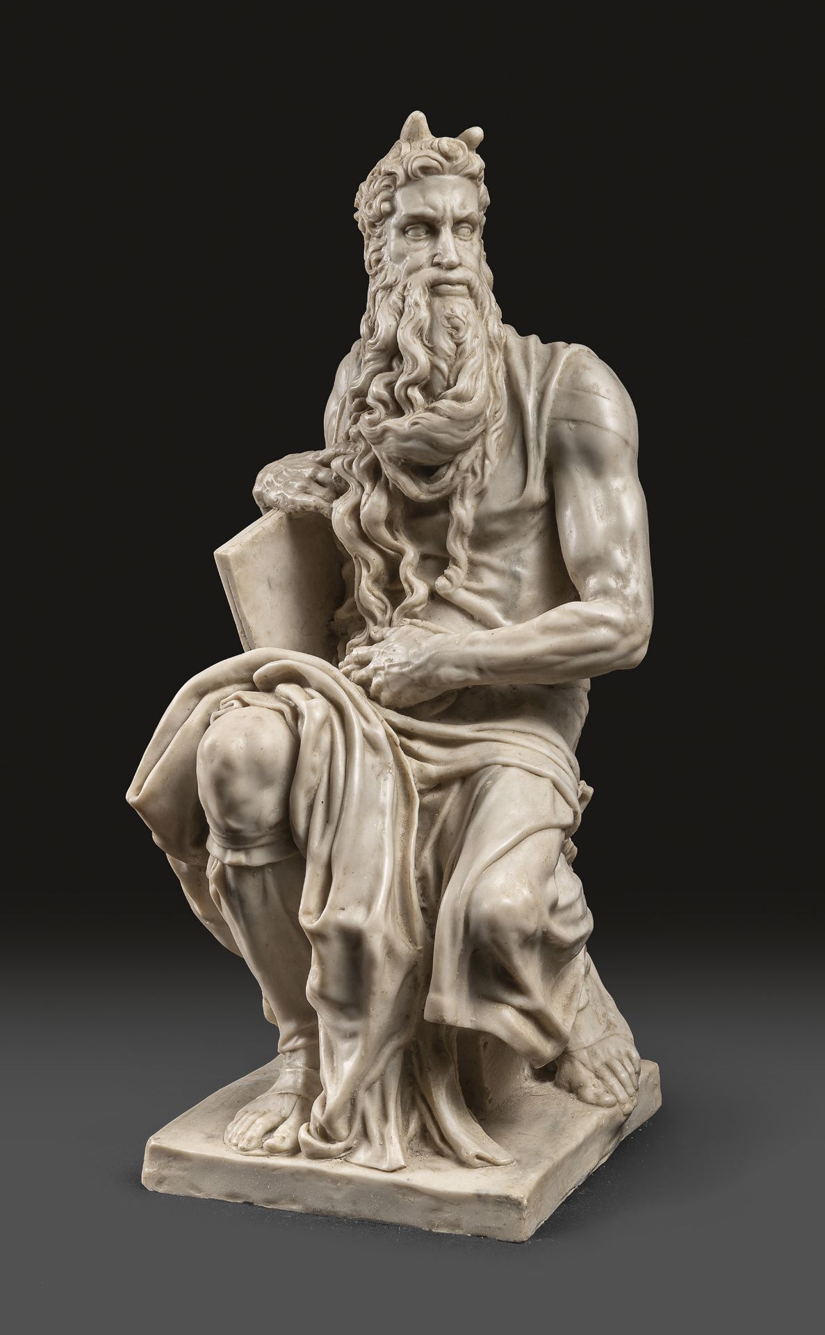 MARBLE DUST SCULPTURE OF MOSES EARLY 20TH CENTURY