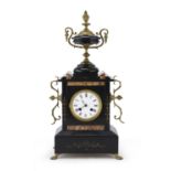 BLACK MARBLE TABLE CLOCK LATE 19TH CENTURY
