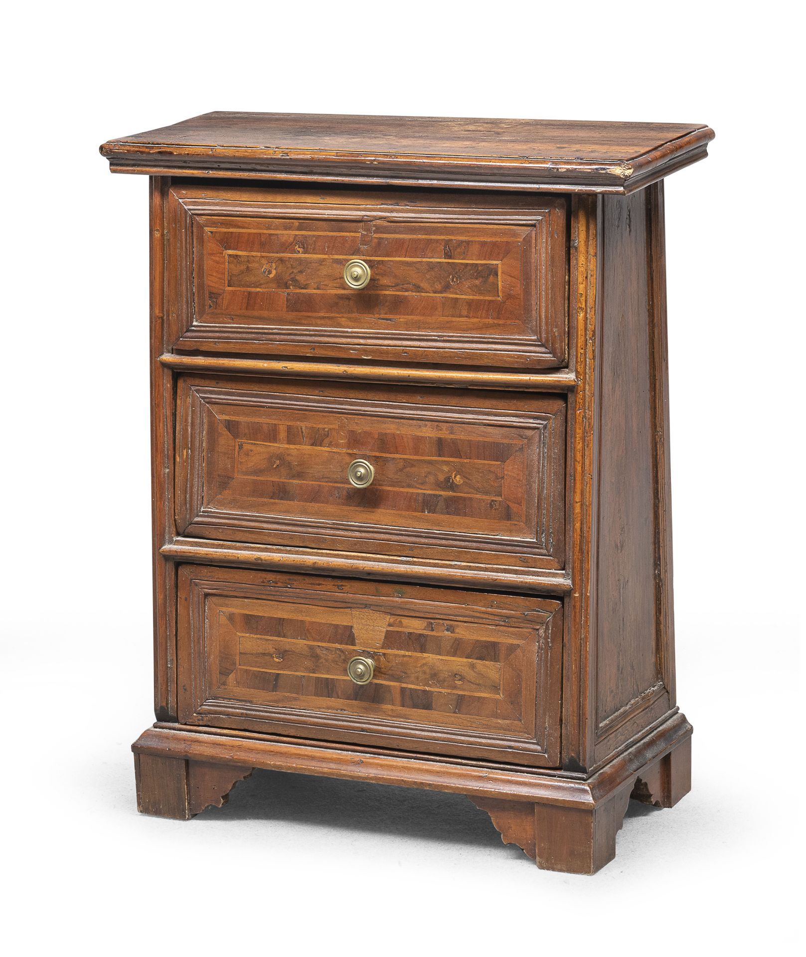 WALNUT AND WALNUT BRIAR BEDSIDE TABLE CENTRAL ITALY 18TH CENTURY