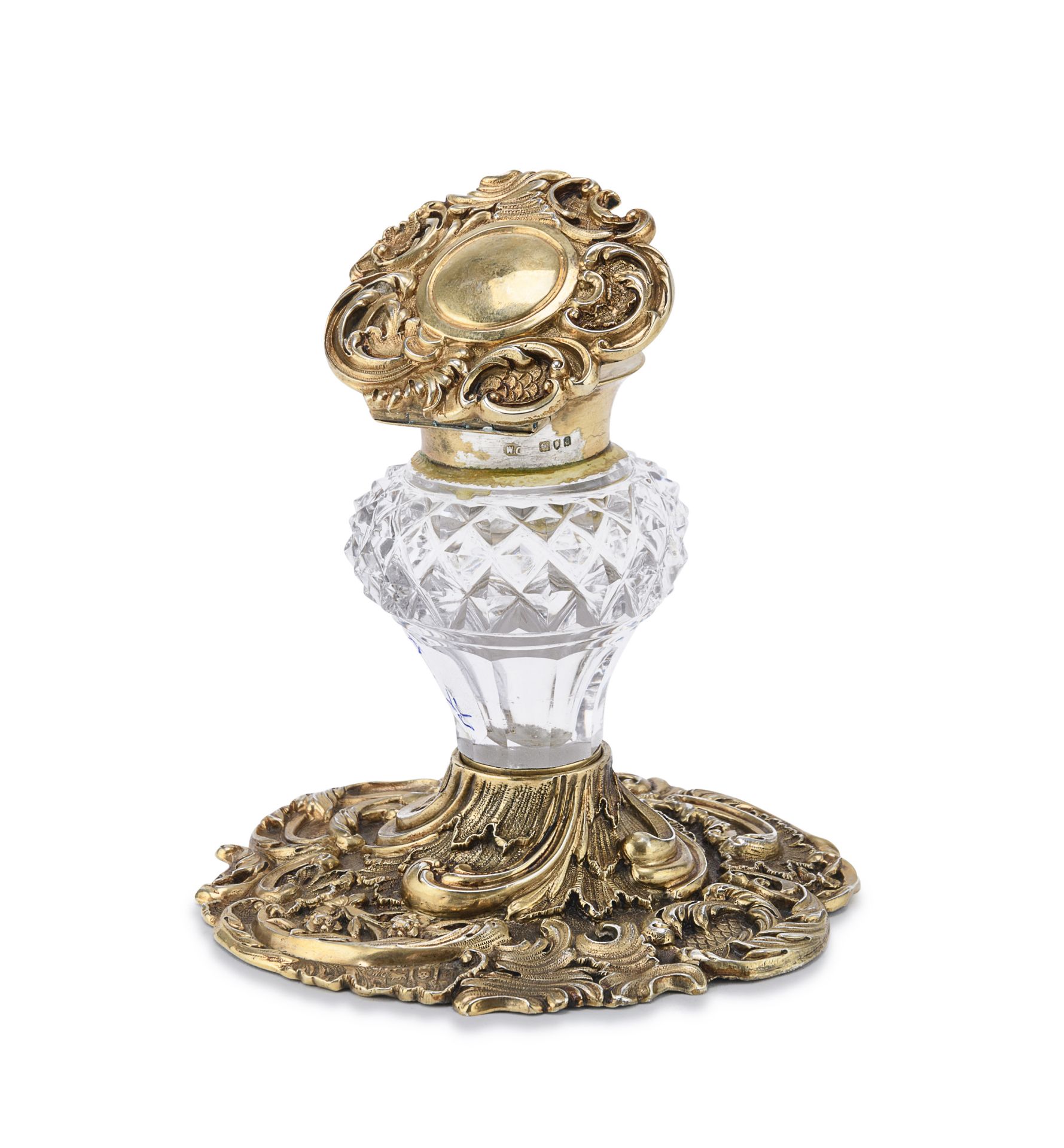 CRYSTAL AND GILT SILVER INKWELL LONDON 1896 - Image 2 of 2