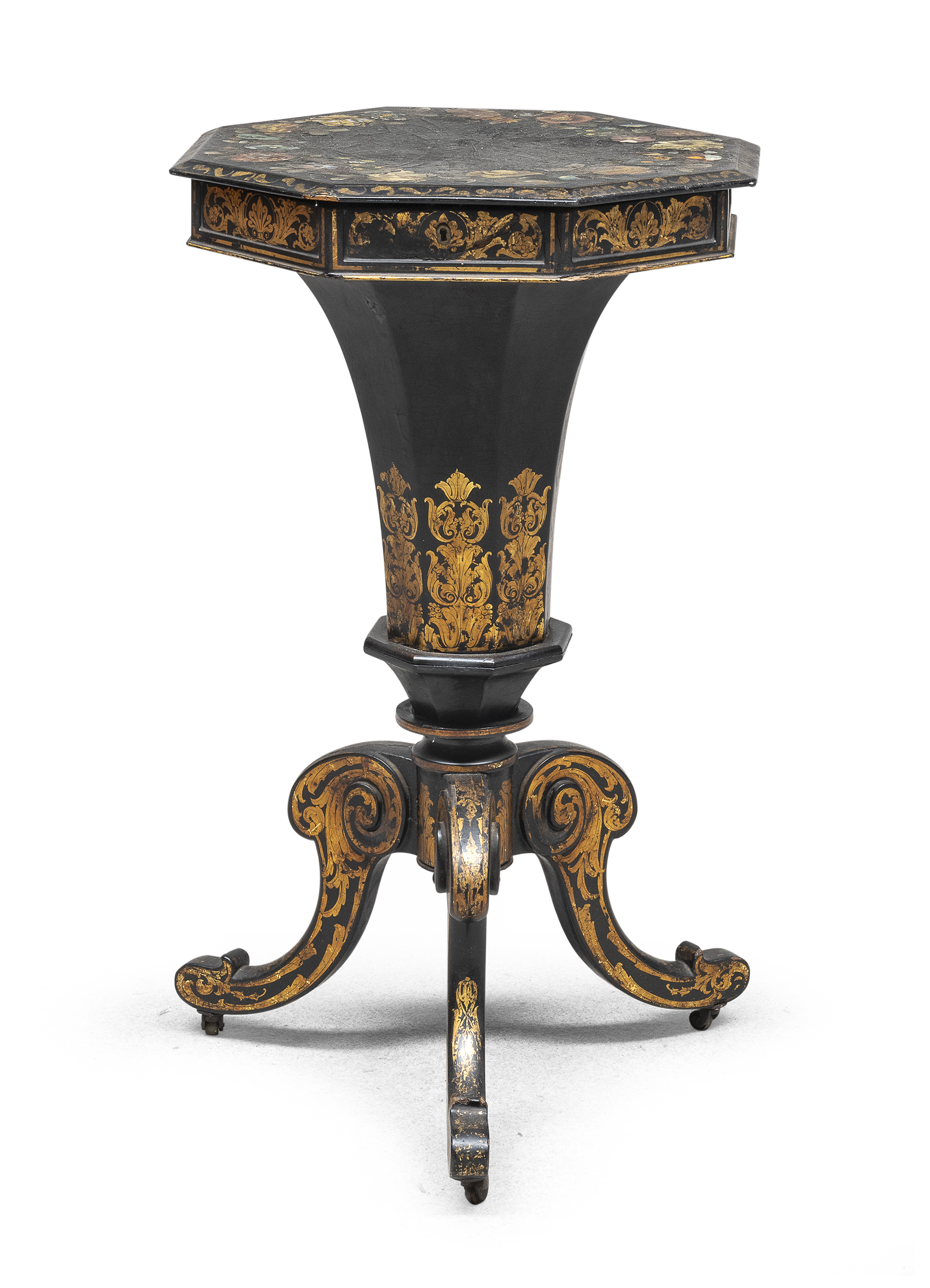 SEWING TABLE IN BLACK LACQUERED WOOD FRANCE 19TH CENTURY